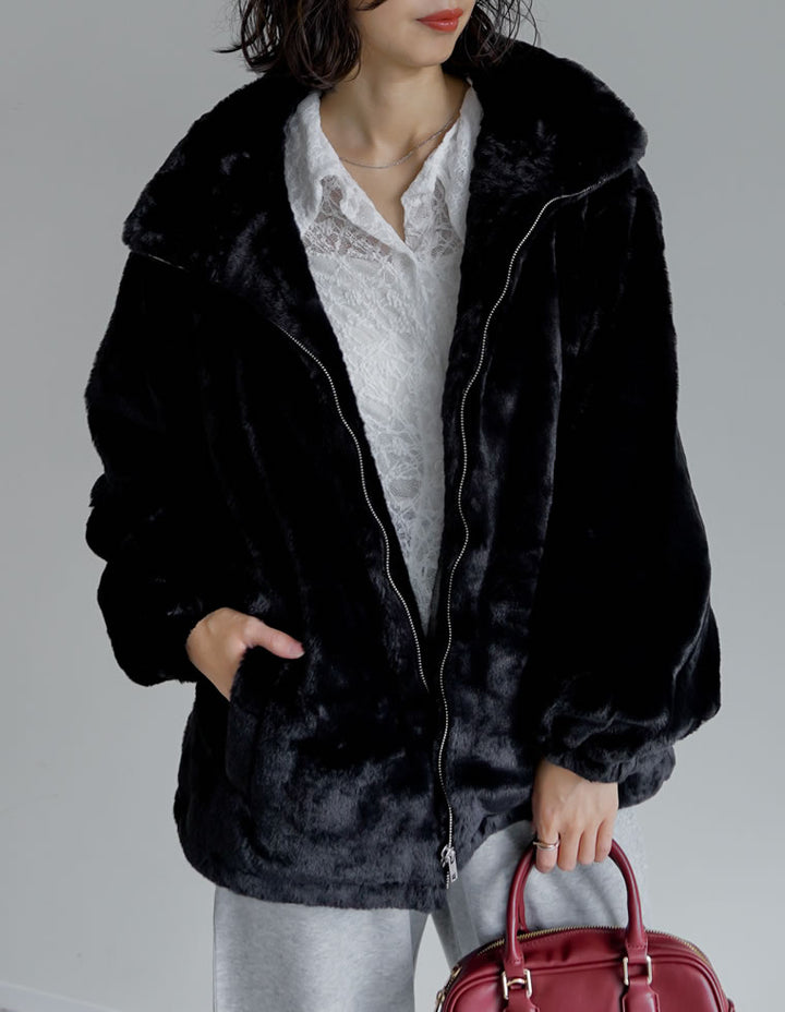 ハイネックフェイクファーミドルコート ジャケット/アウター 人気レディースファッション通販 リエディ