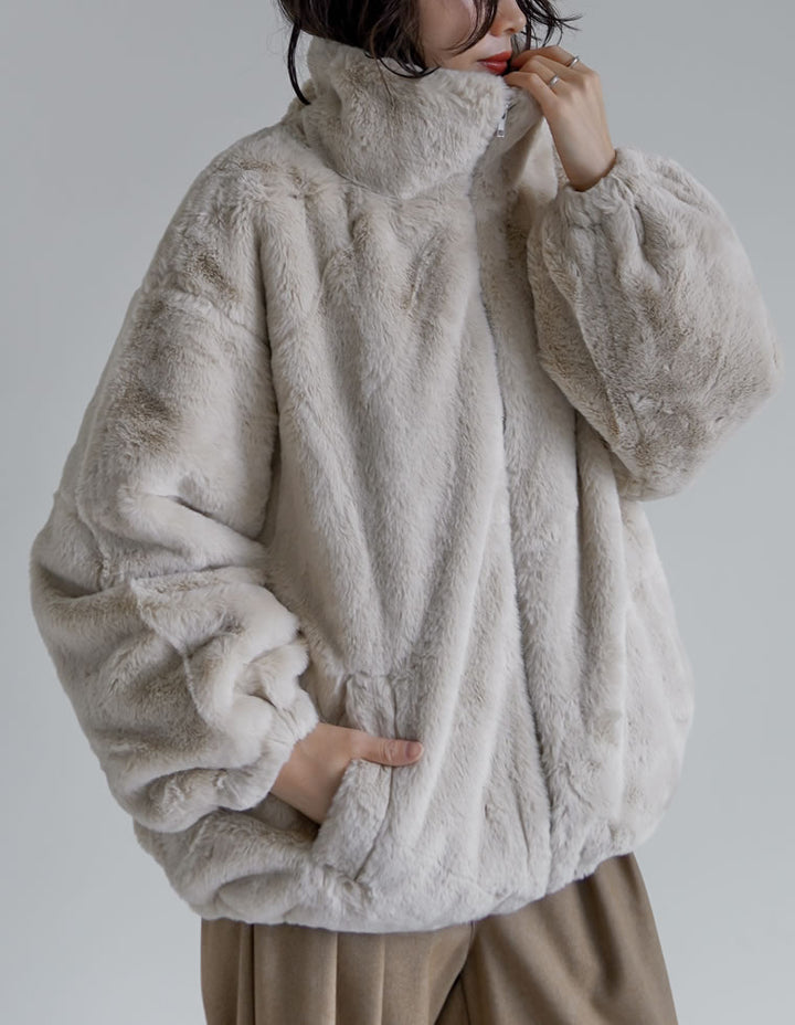 ハイネックフェイクファーミドルコート ジャケット/アウター 人気レディースファッション通販 リエディ
