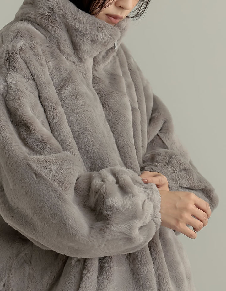 ハイネックフェイクファーミドルコート ジャケット/アウター 人気レディースファッション通販 リエディ