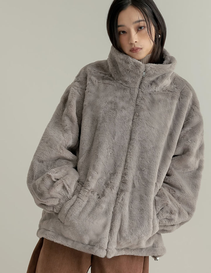 ハイネックフェイクファーミドルコート ジャケット/アウター 人気レディースファッション通販 リエディ