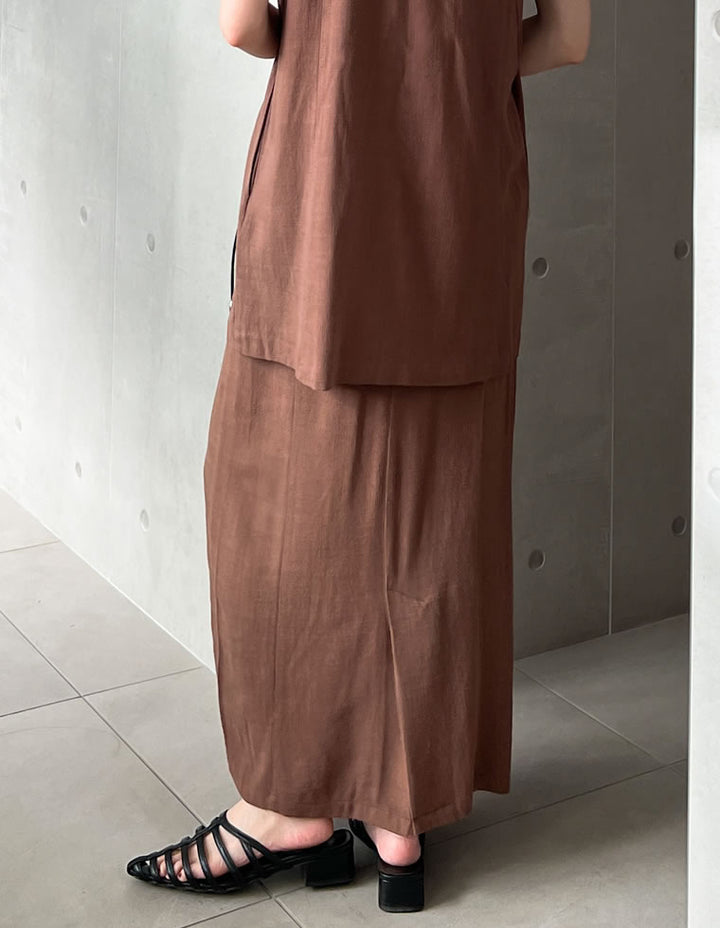 [低身長サイズ有]ソフトリネンスリットナロースカート スカート レディースファッション通販 リエディ