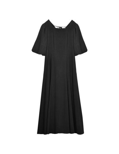 【SPRING SALE 20%OFF⇒¥4,398】[低身長/高身長サイズ有]ソフトリネンバックリボンフレアワンピース ワンピース レディースファッション通販 リエディ