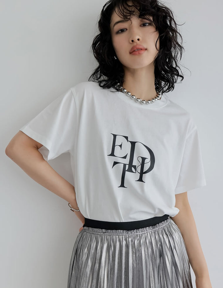 【TIME SALE 30%OFF ¥2,499⇒¥1,749】[華奢見えが叶う][着た瞬間ひんやり][接触冷感][UVカット]スタックロゴプリントTシャツ[mb] トップス 人気レディースファッション通販 リエディ