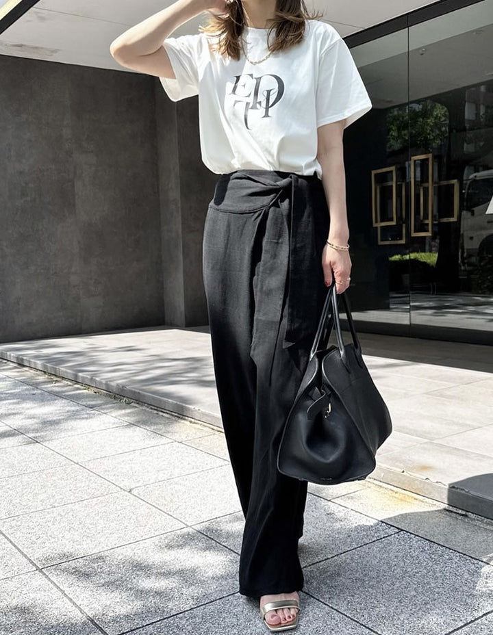 【TIME SALE 30%OFF ¥2,499⇒¥1,749】[華奢見えが叶う][着た瞬間ひんやり][接触冷感][UVカット]スタックロゴプリントTシャツ[mb] トップス 人気レディースファッション通販 リエディ