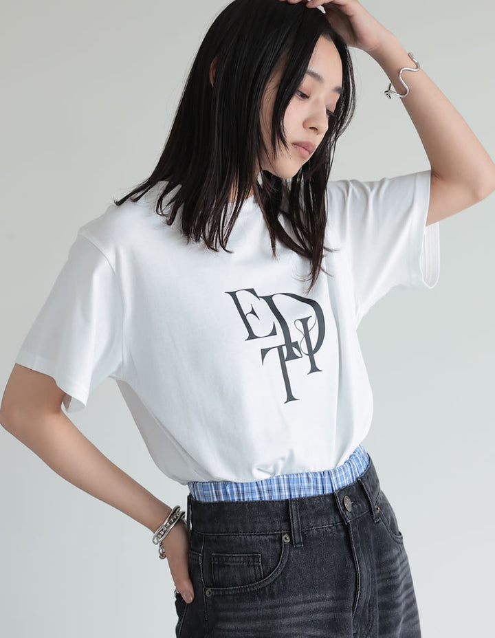 【TIME SALE 30%OFF ¥2,499⇒¥1,749】[華奢見えが叶う][着た瞬間ひんやり][接触冷感][UVカット]スタックロゴプリントTシャツ[mb] トップス 人気レディースファッション通販 リエディ