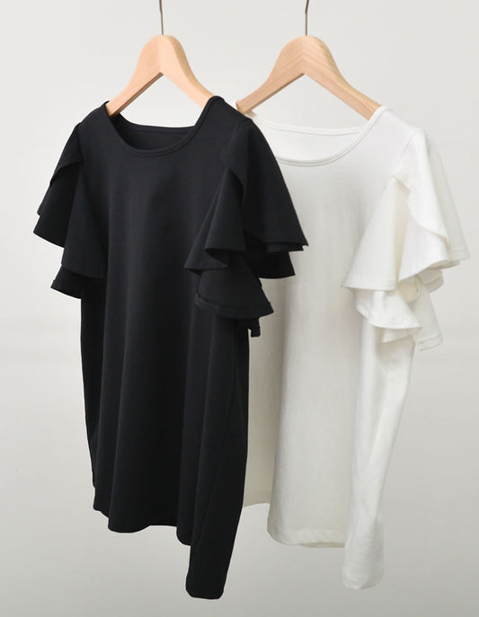 【TIME SALE 30%OFF ¥2,998⇒¥2,098】[接触冷感][UVカット]フリルスリーブ半袖Tシャツ[mb] トップス 人気レディースファッション通販 リエディ