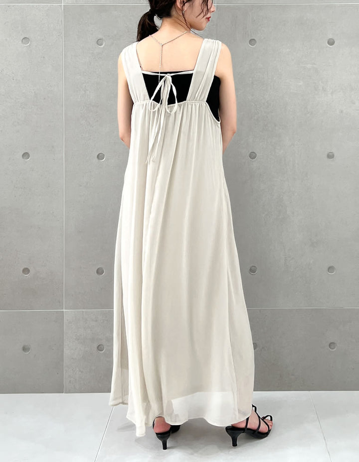 シフォン楊柳ノースリーブワンピース ワンピース レディースファッション通販 リエディ