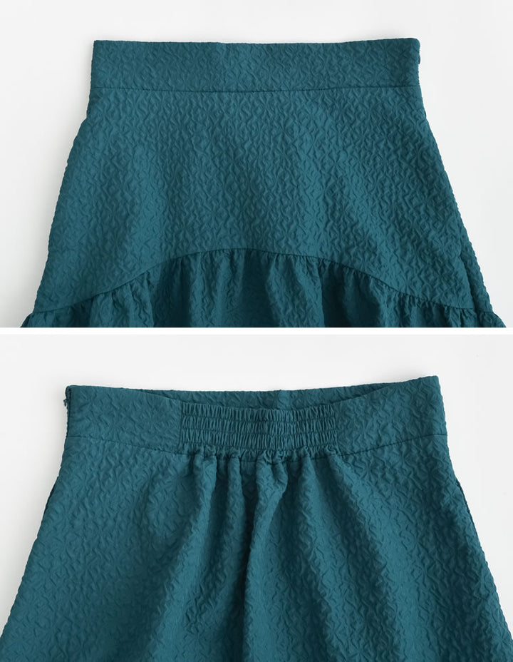 [低身長サイズ有]ふくれジャガードギャザー切り替えフレアスカート スカート レディースファッション通販 リエディ