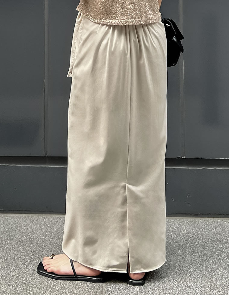 【SPRING SALE 10%OFF⇒¥4,049】[低身長サイズ有]コットンリネンラップ風スカート