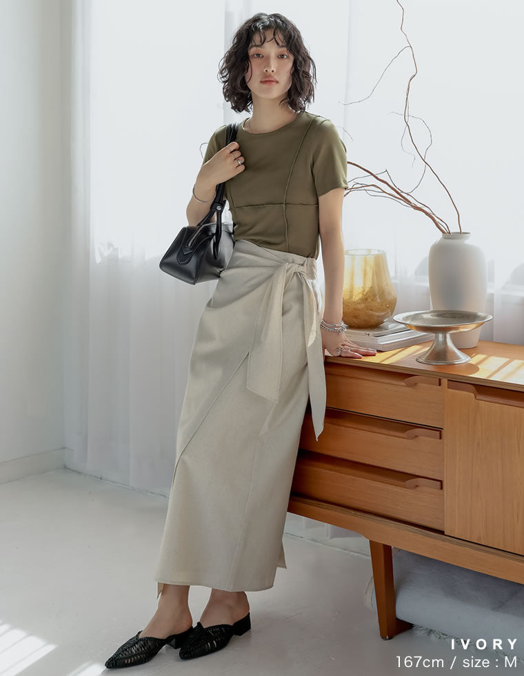 コットンリネンラップ風スカート - スカート通販 | 人気レディース