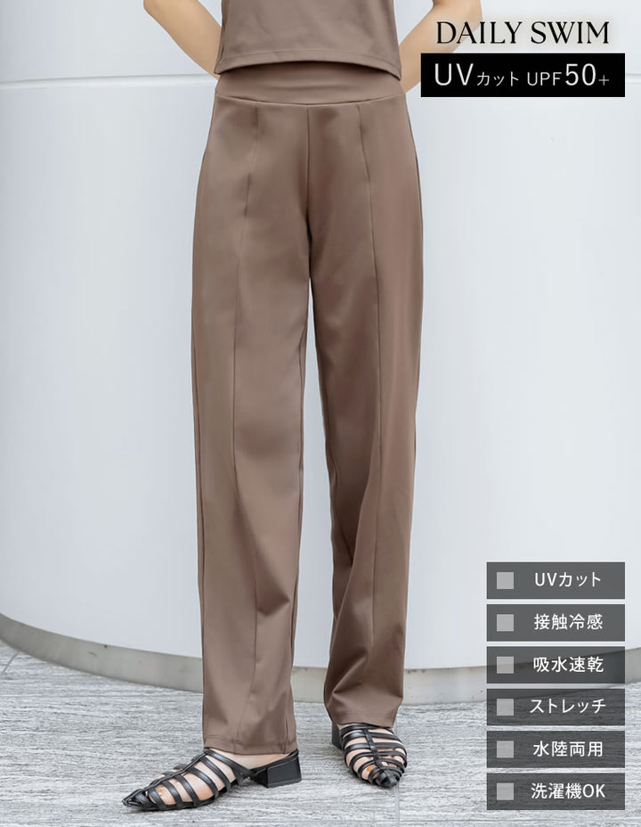 【TIME SALE 30%OFF ¥3,747⇒¥2,622】[UVカット][接触冷感][速乾][水陸両用][DAILY SWIM][低身長/高身長/大きいサイズ有]ラッシュガードフロントスリットorスリットなし選べるスイムパンツ[返品交換不可] 水着/着物・浴衣 人気レディースファッション通販 リエディ
