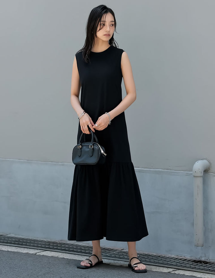 【TIME SALE 10%OFF ¥3,979⇒¥3,581】[低身長/高身長サイズ有]コットンノースリーブティアードワンピース ワンピース 人気レディースファッション通販 リエディ