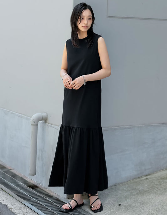 【TIME SALE 10%OFF ¥3,979⇒¥3,581】[低身長/高身長サイズ有]コットンノースリーブティアードワンピース ワンピース 人気レディースファッション通販 リエディ