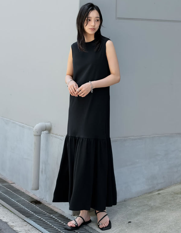 《今だけ！2BUY15%OFFクーポンで ¥3,581⇒¥3,043》【SUMMER TIMESALE 10%OFF】[低身長/高身長サイズ有]コットンノースリーブティアードワンピース