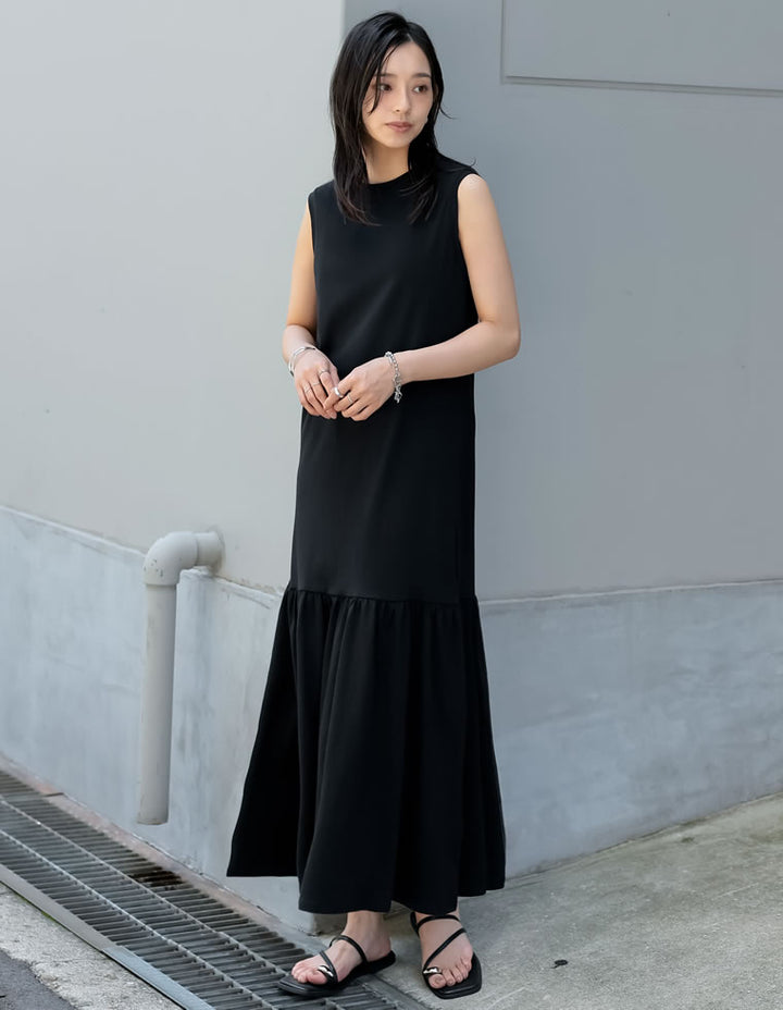 【TIME SALE 10%OFF ¥3,979⇒¥3,581】[低身長/高身長サイズ有]コットンノースリーブティアードワンピース ワンピース 人気レディースファッション通販 リエディ