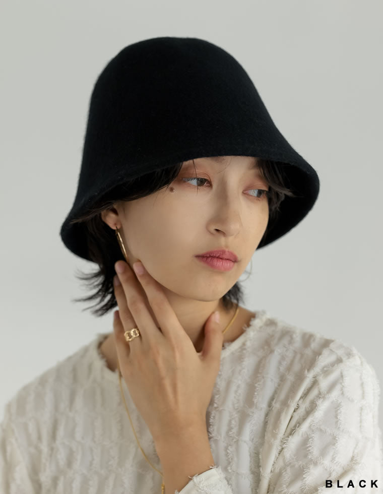 ウール混フェルトバケットハット - 帽子通販 | 人気レディース
