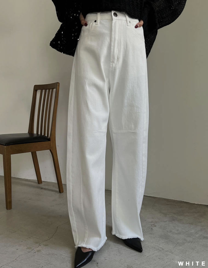 ≪20日11:59まで！期間限定ポイント10%UP対象≫[2025AW COLLECTION][新色追加][販売枚数8.3万枚突破][トレンドNo.1デニム][全骨格美脚見えシルエット][サイズ別/身長別画像あり][低身長/高身長/大きいサイズ有]裾フリンジバレルレッグデニムパンツ パンツ 人気レディースファッション通販 リエディ