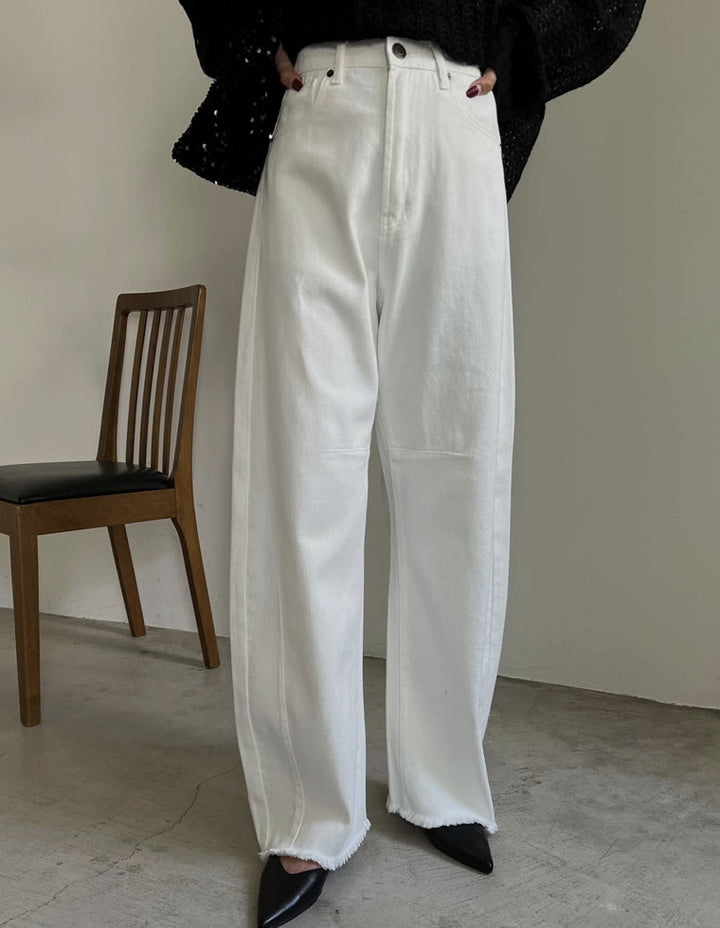 ≪20日11:59まで！期間限定ポイント10%UP対象≫[2025AW COLLECTION][新色追加][販売枚数8.3万枚突破][トレンドNo.1デニム][全骨格美脚見えシルエット][サイズ別/身長別画像あり][低身長/高身長/大きいサイズ有]裾フリンジバレルレッグデニムパンツ パンツ 人気レディースファッション通販 リエディ