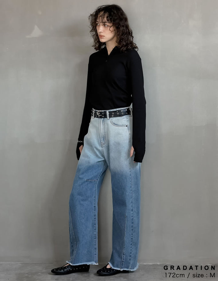 ≪20日11:59まで！期間限定ポイント10%UP対象≫[2025AW COLLECTION][新色追加][販売枚数8.3万枚突破][トレンドNo.1デニム][全骨格美脚見えシルエット][サイズ別/身長別画像あり][低身長/高身長/大きいサイズ有]裾フリンジバレルレッグデニムパンツ パンツ 人気レディースファッション通販 リエディ