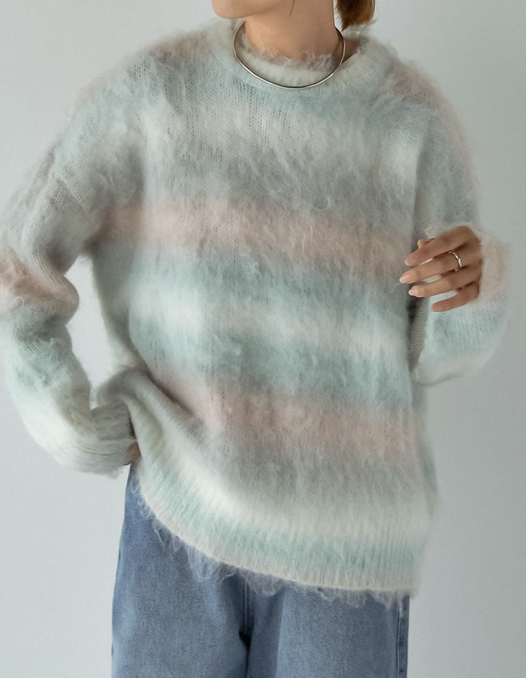 新品【ピーティートリノ】ウール混グラデーションモックネックセーター 50(XL)