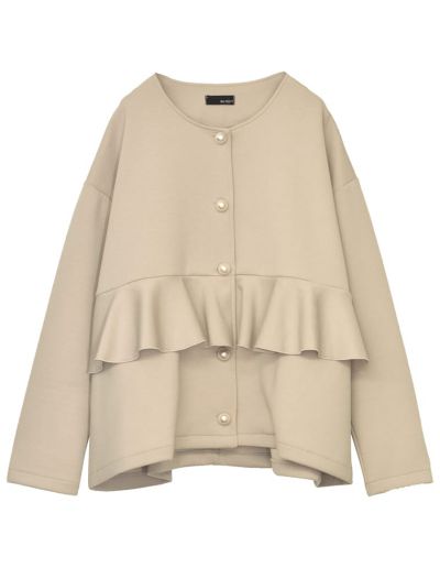 パールボタンフリルダンボールブルゾン - ジャケット/アウター