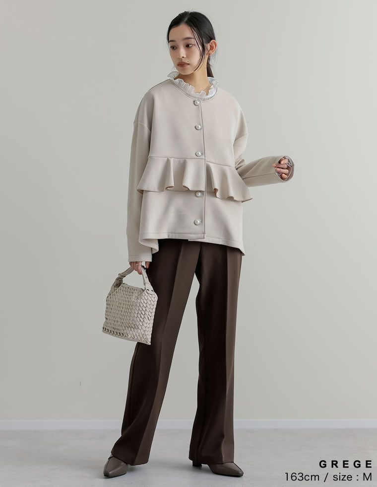 パールボタンフリルダンボールブルゾン - ジャケット/アウター通販