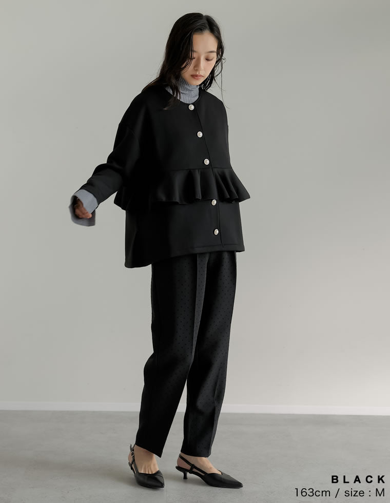 パールボタンフリルダンボールブルゾン - ジャケット/アウター通販