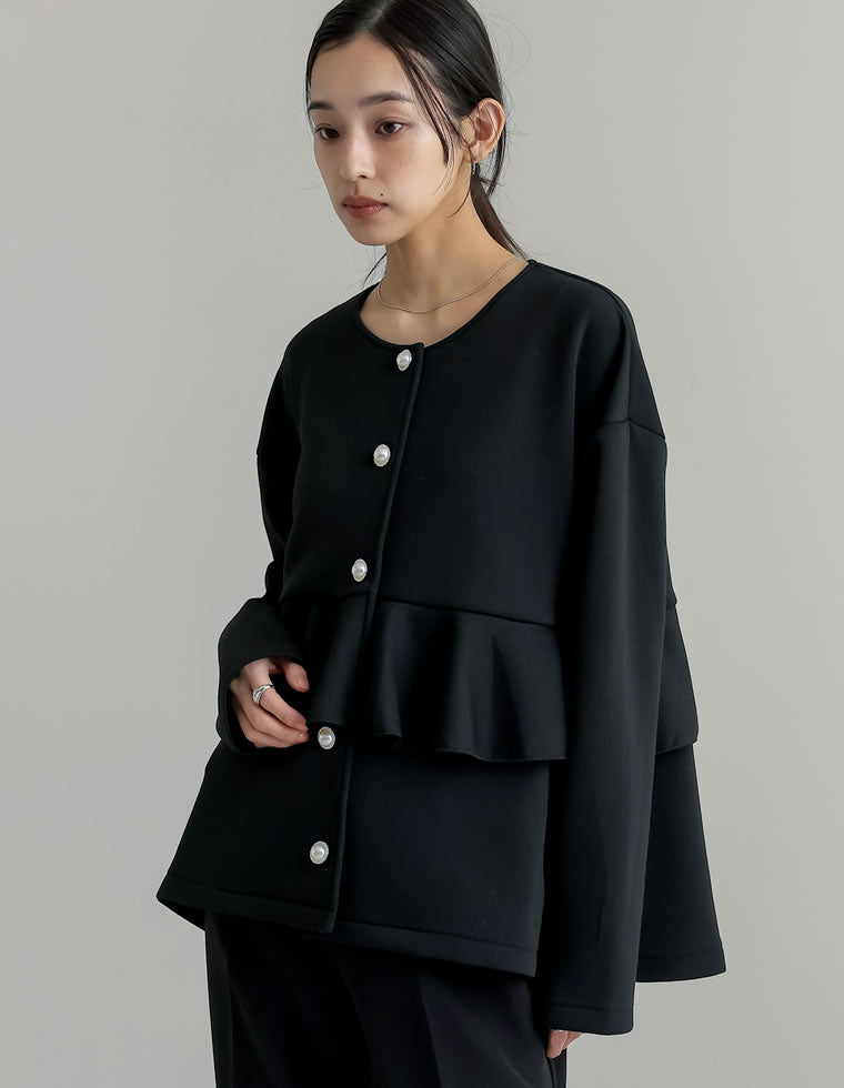 パールボタンフリルダンボールブルゾン - ジャケット/アウター通販