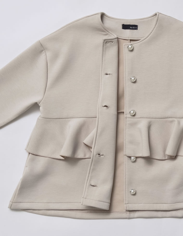 パールボタンフリルダンボールブルゾン - ジャケット/アウター通販