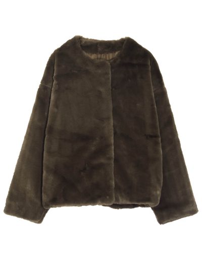 ノーカラーフェイクファージャケット ジャケット/アウター レディースファッション通販 リエディ