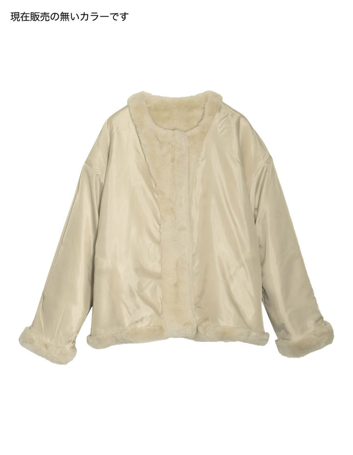 ノーカラーフェイクファージャケット ジャケット/アウター レディースファッション通販 リエディ