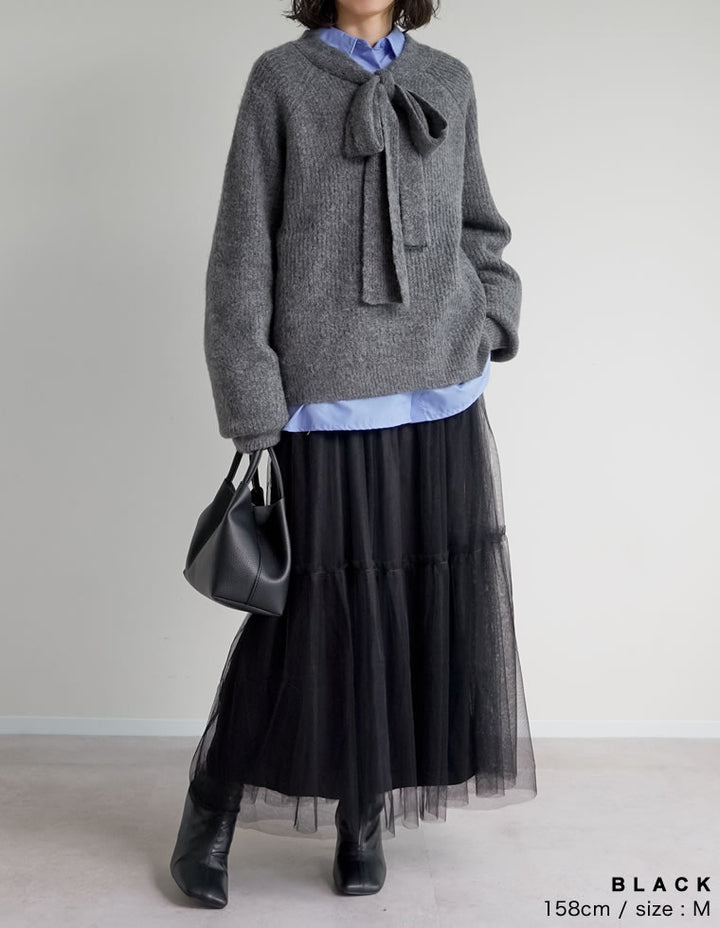 【TIME SALE 10%OFF】[低身長サイズ有][2点セット]2WAYペチコート付きティアードフリルチュールボリュームスカート スカート 人気レディースファッション通販 リエディ