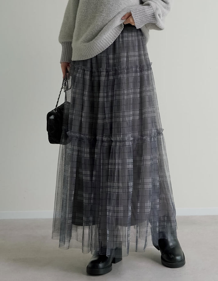 【TIME SALE 10%OFF】[低身長サイズ有][2点セット]2WAYペチコート付きティアードフリルチュールボリュームスカート スカート 人気レディースファッション通販 リエディ