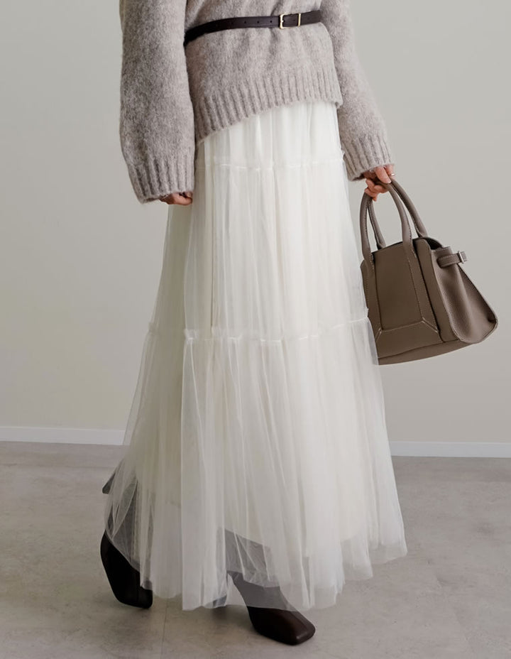 【TIME SALE 10%OFF】[低身長サイズ有][2点セット]2WAYペチコート付きティアードフリルチュールボリュームスカート スカート 人気レディースファッション通販 リエディ