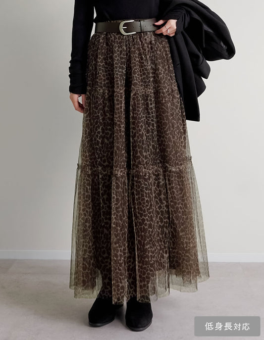 【TIME SALE 10%OFF】[低身長サイズ有][2点セット]2WAYペチコート付きティアードフリルチュールボリュームスカート