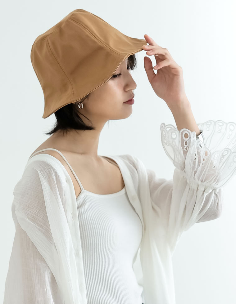 中古】ツユミ TSUYUMI デュアルコットンドリルハット 帽子 黒 ベージュ