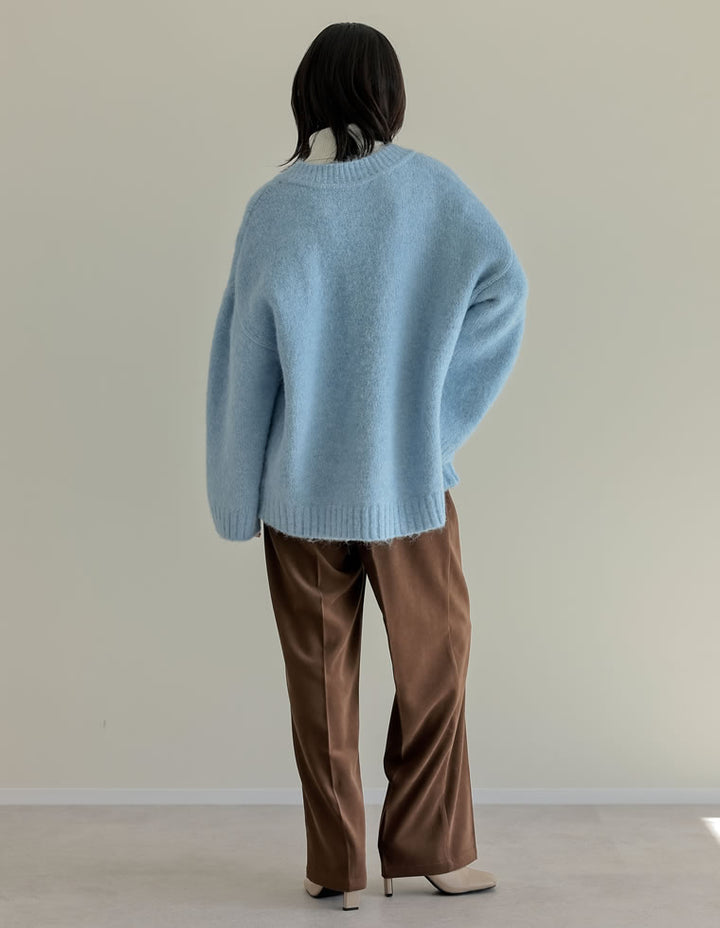 [新色追加]深Vネック起毛MIXブークレニットトップス トップス 人気レディースファッション通販 リエディ