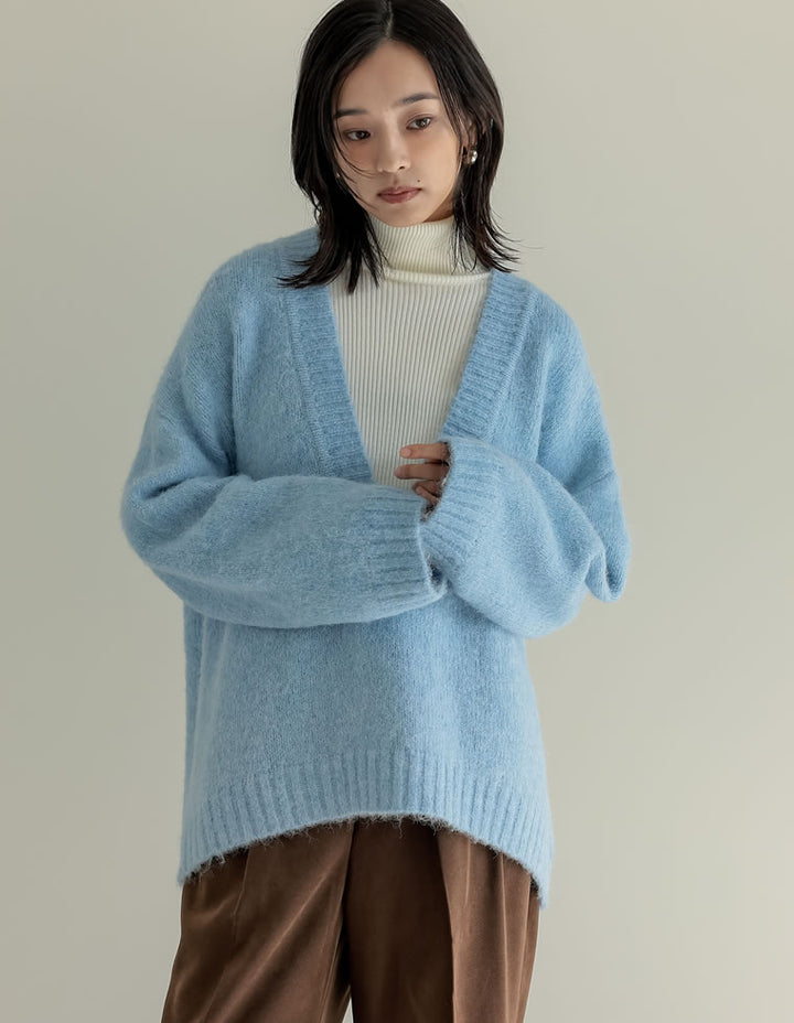 [新色追加]深Vネック起毛MIXブークレニットトップス トップス 人気レディースファッション通販 リエディ