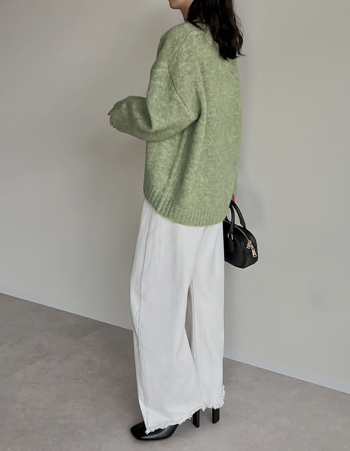 [新色追加]深Vネック起毛MIXブークレニットトップス トップス 人気レディースファッション通販 リエディ