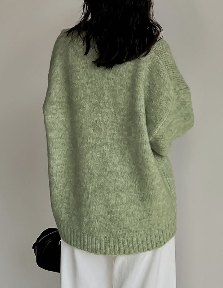 [新色追加]深Vネック起毛MIXブークレニットトップス トップス 人気レディースファッション通販 リエディ