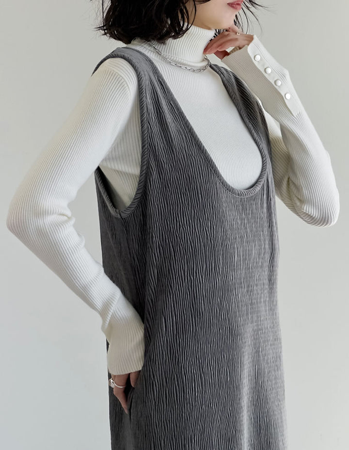 【クーポンで20%OFF ¥3,698⇒¥2,958】〖クーポンコード：SH_20_2511〗[新色追加][シンプルに着映える]袖金ボタンタートルネックリブニットトップス