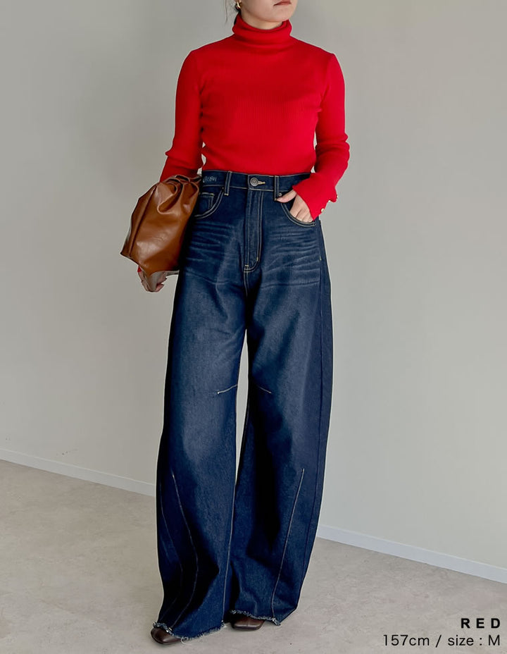 【クーポンで20%OFF ¥3,698⇒¥2,958】〖クーポンコード：SH_20_2511〗[新色追加][シンプルに着映える]袖金ボタンタートルネックリブニットトップス