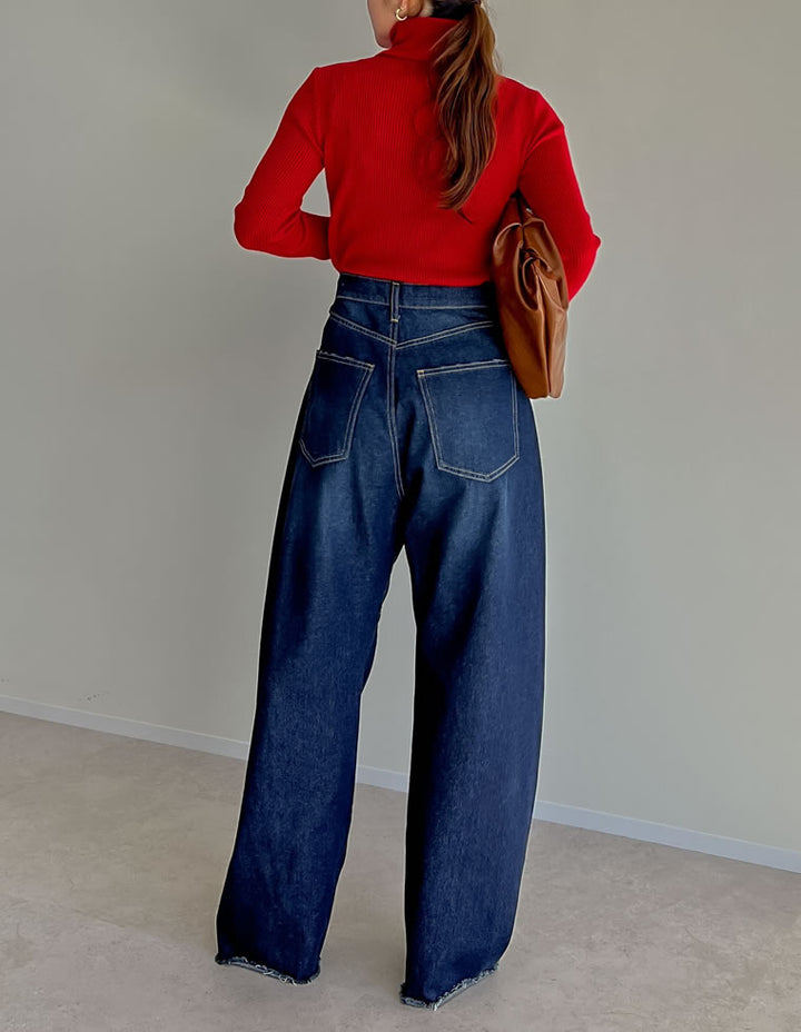 【クーポンで20%OFF ¥3,698⇒¥2,958】〖クーポンコード：SH_20_2511〗[新色追加][シンプルに着映える]袖金ボタンタートルネックリブニットトップス