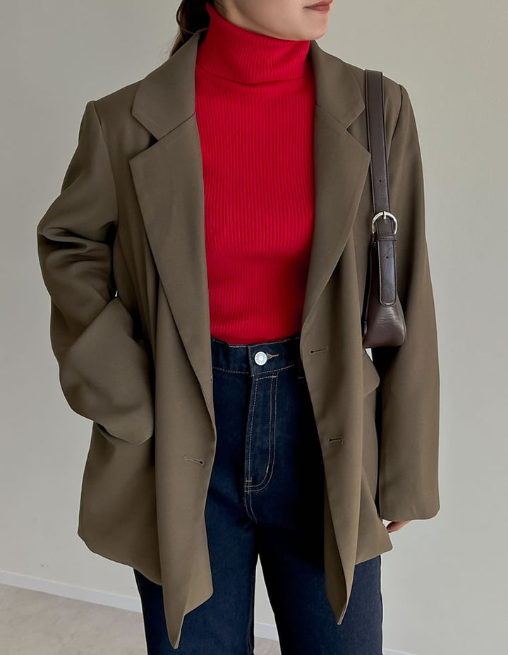 【クーポンで20%OFF ¥3,698⇒¥2,958】〖クーポンコード：SH_20_2511〗[新色追加][シンプルに着映える]袖金ボタンタートルネックリブニットトップス