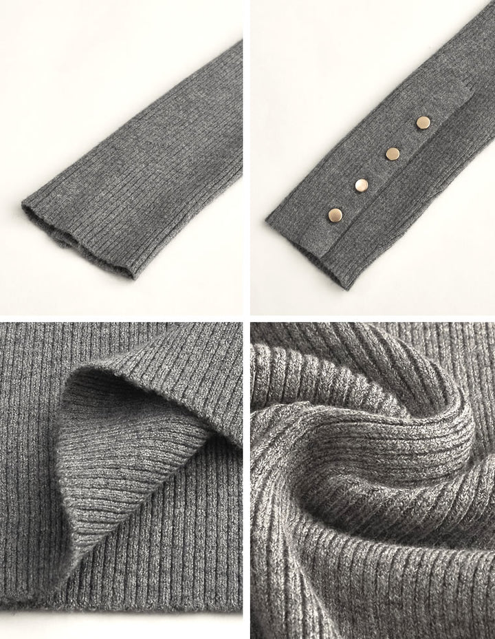 【クーポンで20%OFF ¥3,698⇒¥2,958】〖クーポンコード：SH_20_2511〗[新色追加][シンプルに着映える]袖金ボタンタートルネックリブニットトップス