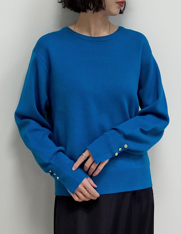 【クーポンで20%OFF ¥3,747⇒¥2,997 】〖クーポンコード：SH_20_250908〗[新色追加]ミラノリブ袖ボタンクルーネックニットトップス[mb]