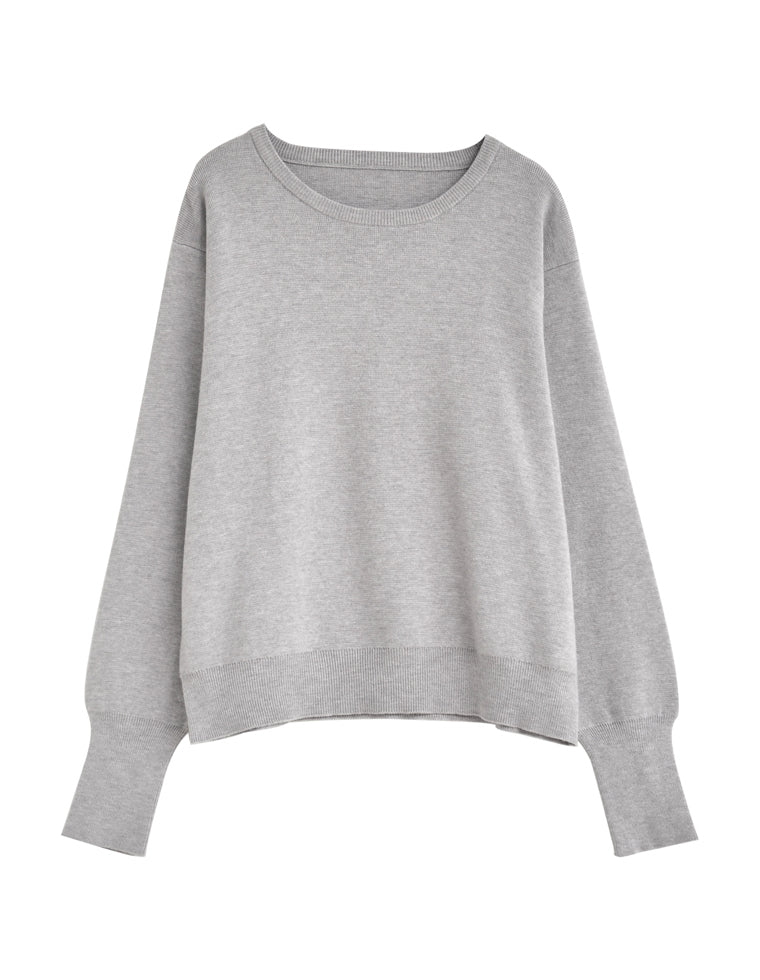 ミラノリブ袖ボタンクルーネックニットトップス - トップス通販 | 人気