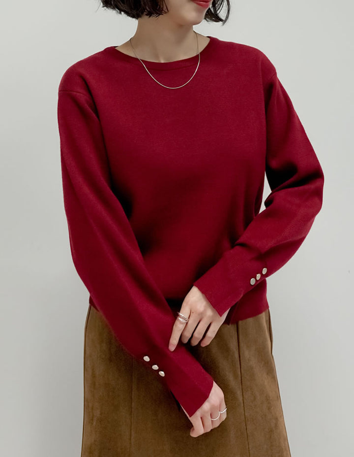 【クーポンで20%OFF ¥3,747⇒¥2,997 】〖クーポンコード：SH_20_250908〗[新色追加]ミラノリブ袖ボタンクルーネックニットトップス[mb]