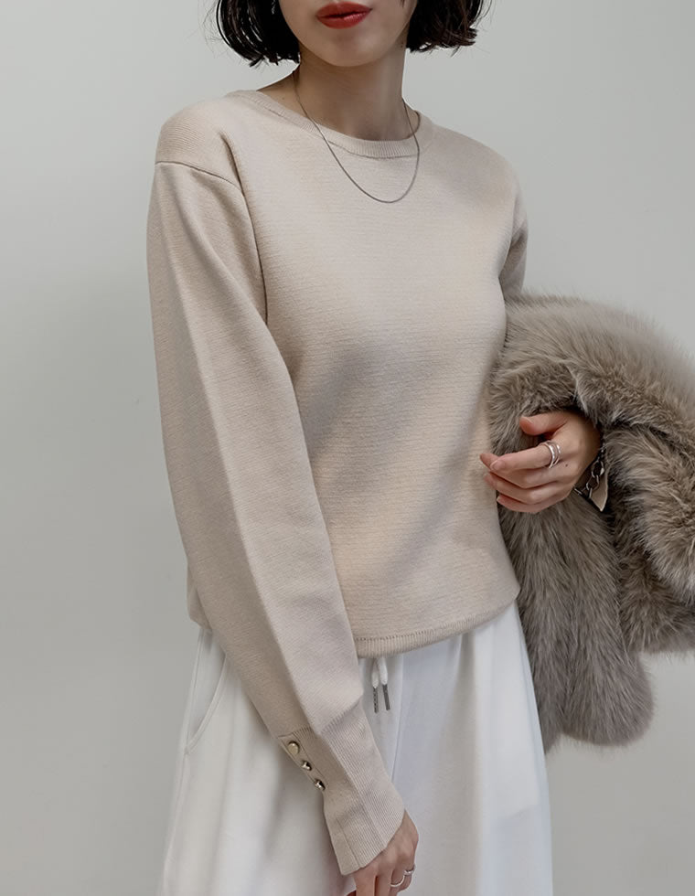 FORME ミラノリブニットトップス　beige Re:EDIT ミラノリブスウェットライクニットトップス - ファッション