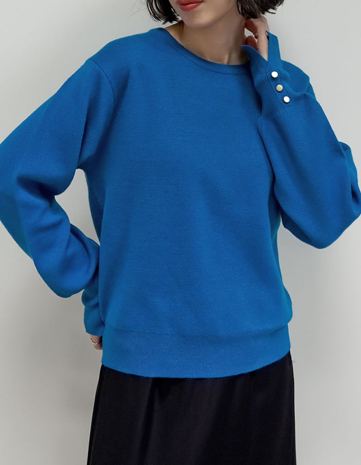 【クーポンで20%OFF ¥3,747⇒¥2,997 】〖クーポンコード：SH_20_250908〗[新色追加]ミラノリブ袖ボタンクルーネックニットトップス[mb]